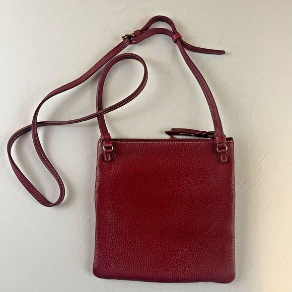 Dooney & Bourke Crossbody Red Pebbled Leather Small Zip Crossbody Shoulder Bag - Picture 7 of 9
